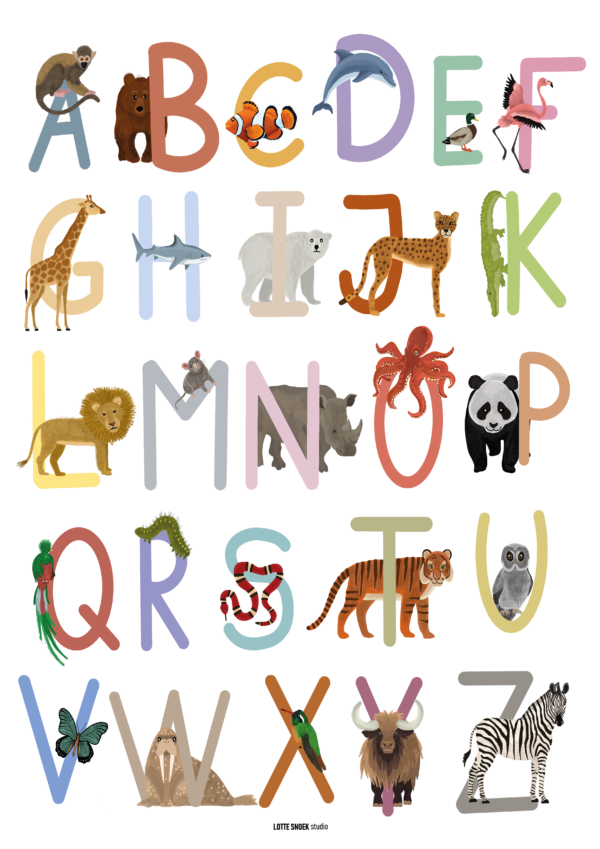 Lotte Snoek Studio dierenalfabet poster